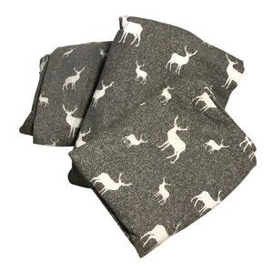 Gray & White Deer Pattern 100% Cotton Twin Sheet Set By Safdie Like New